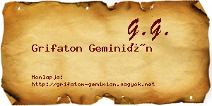 Grifaton Geminián névjegykártya
